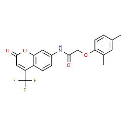 ChemSpider 2D Image | 2-(2,4-Dimethylphenoxy)-N-[2-oxo-4-(trifluoromethyl)-2H-chromen-7-yl]acetamide | C20H16F3NO4