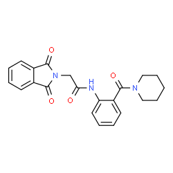 ChemSpider 2D Image | 2-(1,3-Dioxo-1,3-dihydro-2H-isoindol-2-yl)-N-[2-(1-piperidinylcarbonyl)phenyl]acetamide | C22H21N3O4