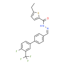 ChemSpider 2D Image | 5-Ethyl-N'-{(Z)-[4'-fluoro-3'-(trifluoromethyl)-4-biphenylyl]methylene}-2-thiophenecarbohydrazide | C21H16F4N2OS