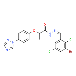 ChemSpider 2D Image | N'-[(Z)-(3-Bromo-2,5-dichlorophenyl)methylene]-2-[4-(1H-1,2,4-triazol-1-yl)phenoxy]propanehydrazide | C18H14BrCl2N5O2