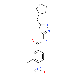 ChemSpider 2D Image | N-[5-(Cyclopentylmethyl)-1,3,4-thiadiazol-2-yl]-3-methyl-4-nitrobenzamide | C16H18N4O3S