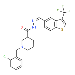 ChemSpider 2D Image | 1-(2-Chlorobenzyl)-N'-{(Z)-[3-(trifluoromethyl)-1-benzothiophen-5-yl]methylene}-3-piperidinecarbohydrazide | C23H21ClF3N3OS