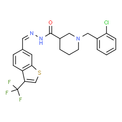 ChemSpider 2D Image | 1-(2-Chlorobenzyl)-N'-{(Z)-[3-(trifluoromethyl)-1-benzothiophen-6-yl]methylene}-3-piperidinecarbohydrazide | C23H21ClF3N3OS