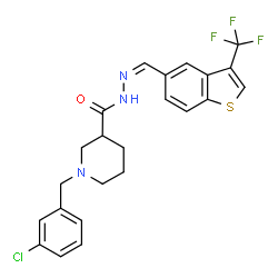 ChemSpider 2D Image | 1-(3-Chlorobenzyl)-N'-{(Z)-[3-(trifluoromethyl)-1-benzothiophen-5-yl]methylene}-3-piperidinecarbohydrazide | C23H21ClF3N3OS