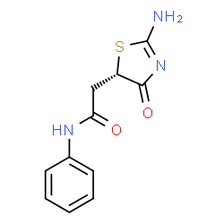 ChemSpider 2D Image | 2-[(5S)-2-Amino-4-oxo-4,5-dihydro-1,3-thiazol-5-yl]-N-phenylacetamide | C11H11N3O2S