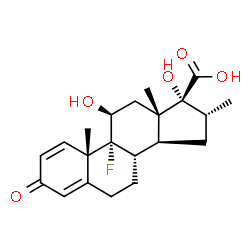 ChemSpider 2D Image | (11beta,16alpha,17alpha)-9-Fluoro-11,17-dihydroxy-16-methyl-3-oxoandrosta-1,4-diene-17-carboxylic acid | C21H27FO5