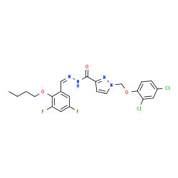 ChemSpider 2D Image | N'-[(Z)-(2-Butoxy-3,5-difluorophenyl)methylene]-1-[(2,4-dichlorophenoxy)methyl]-1H-pyrazole-3-carbohydrazide | C22H20Cl2F2N4O3