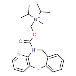ChemSpider 2D Image | N-Isopropyl-N-methyl-N-{[(pyrido[3,2-b][1,4]benzothiazepin-11(10H)-ylcarbonyl)oxy]methyl}-2-propanaminium | C21H28N3O2S