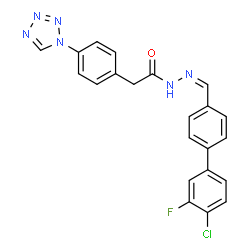 ChemSpider 2D Image | N'-[(Z)-(4'-Chloro-3'-fluoro-4-biphenylyl)methylene]-2-[4-(1H-tetrazol-1-yl)phenyl]acetohydrazide | C22H16ClFN6O