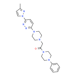 ChemSpider 2D Image | 2-{4-[6-(3-Methyl-1H-pyrazol-1-yl)-3-pyridazinyl]-1-piperazinyl}-1-(4-phenyl-1-piperazinyl)ethanone | C24H30N8O