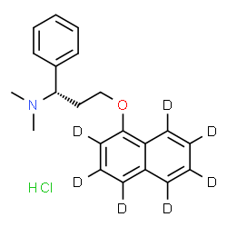 ChemSpider 2D Image | (1S)-N,N-Dimethyl-3-[(~2~H_7_)-1-naphthyloxy]-1-phenyl-1-propanamine hydrochloride (1:1) | C21H17D7ClNO