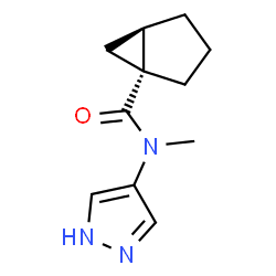 ChemSpider 2D Image | (1R,5R)-N-Methyl-N-(1H-pyrazol-4-yl)bicyclo[3.1.0]hexane-1-carboxamide | C11H15N3O