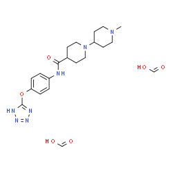 ChemSpider 2D Image | Formic acid - 1'-methyl-N-[4-(1H-tetrazol-5-yloxy)phenyl]-1,4'-bipiperidine-4-carboxamide (2:1) | C21H31N7O6