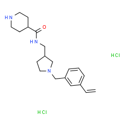ChemSpider 2D Image | N-{[1-(3-Vinylbenzyl)-3-pyrrolidinyl]methyl}-4-piperidinecarboxamide dihydrochloride | C20H31Cl2N3O