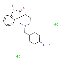 ChemSpider 2D Image | 1'-[(cis-4-Aminocyclohexyl)methyl]-1-methylspiro[indole-3,3'-piperidin]-2(1H)-one dihydrochloride | C20H31Cl2N3O
