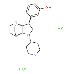 ChemSpider 2D Image | 3-[(2R,3R,6R)-5-(4-Piperidinyl)-1,5-diazatricyclo[5.2.2.0~2,6~]undec-3-yl]phenol dihydrochloride | C20H31Cl2N3O
