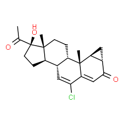 ChemSpider 2D Image | (1R,3aR,3bS,7aS,8aS,8bR,8cS,10aR)-1-Acetyl-5-chloro-1-hydroxy-8b,10a-dimethyl-2,3,3a,3b,7a,8,8a,8b,8c,9,10,10a-dodecahydrocyclopenta[a]cyclopropa[g]phenanthren-7(1H)-one | C22H27ClO3