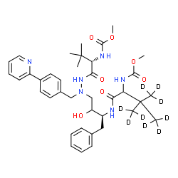 ChemSpider 2D Image | Methyl [(5S,11S)-11-benzyl-10-hydroxy-15,15-bis[(~2~H_3_)methyl]-5-(2-methyl-2-propanyl)-3,6,13-trioxo-8-[4-(2-pyridinyl)benzyl](16,16,16-~2~H_3_)-2-oxa-4,7,8,12-tetraazahexadecan-14-yl]carbamate (non
-preferred name) | C38H43D9N6O7