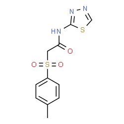 ChemSpider 2D Image | 2-[(4-Methylphenyl)sulfonyl]-N-(1,3,4-thiadiazol-2-yl)acetamide | C11H11N3O3S2