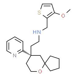 ChemSpider 2D Image | (9S)-N-[(3-Methoxy-2-thienyl)methyl]-9-(2-pyridinyl)-6-oxaspiro[4.5]decane-9-ethanamine | C22H30N2O2S