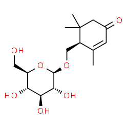 ChemSpider 2D Image | (4S)-4-[(Î²-D-Glucopyranosyloxy)methyl]-3,5,5-trimethyl-2-cyclohexen-1-one | C16H26O7