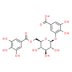 ChemSpider 2D Image | 3,4-Dihydroxy-5-{[6-O-(3,4,5-trihydroxybenzoyl)-beta-D-glucopyranosyl]oxy}benzoic acid | C20H20O14