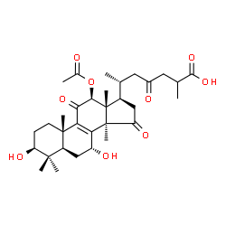 ChemSpider 2D Image | (3beta,7alpha,12beta)-12-Acetoxy-3,7-dihydroxy-11,15,23-trioxolanost-8-en-26-oic acid | C32H46O9