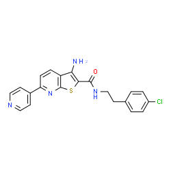 ChemSpider 2D Image | 3-Amino-N-[2-(4-chlorophenyl)ethyl]-6-(4-pyridinyl)thieno[2,3-b]pyridine-2-carboxamide | C21H17ClN4OS