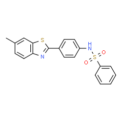 ChemSpider 2D Image | N-[4-(6-Methyl-1,3-benzothiazol-2-yl)phenyl]benzenesulfonamide | C20H16N2O2S2