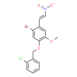 ChemSpider 2D Image | 1-Bromo-5-[(2-chlorobenzyl)oxy]-4-methoxy-2-[(E)-2-nitrovinyl]benzene | C16H13BrClNO4