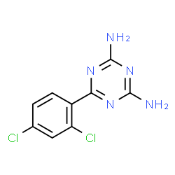 ChemSpider 2D Image | 6-(2,4-Dichlorophenyl)-1,3,5-triazine-2,4-diamine | C9H7Cl2N5