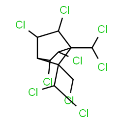 ChemSpider 2D Image | 2,3,5,6-Tetrachloro-7-(chloromethyl)-1,7-bis(dichloromethyl)bicyclo[2.2.1]heptane | C10H9Cl9