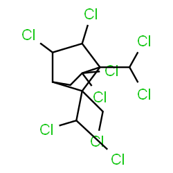 ChemSpider 2D Image | 2,2,5,6-Tetrachloro-7-(chloromethyl)-1,7-bis(dichloromethyl)bicyclo[2.2.1]heptane | C10H9Cl9