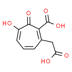 ChemSpider 2D Image | 2-(Carboxymethyl)-6-hydroxy-7-oxo-1,3,5-cycloheptatriene-1-carboxylic acid | C10H8O6