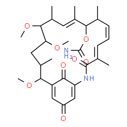 ChemSpider 2D Image | (4E,6Z,10E)-13,14,17-Trimethoxy-4,8,10,12,16-pentamethyl-3,20,22-trioxo-2-azabicyclo[16.3.1]docosa-1(21),4,6,10,18-pentaen-9-yl carbamate | C30H42N2O8
