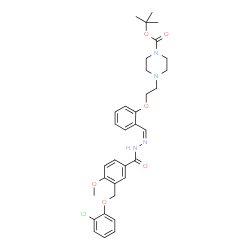ChemSpider 2D Image | 2-Methyl-2-propanyl 4-(2-{2-[(Z)-({3-[(2-chlorophenoxy)methyl]-4-methoxybenzoyl}hydrazono)methyl]phenoxy}ethyl)-1-piperazinecarboxylate | C33H39ClN4O6