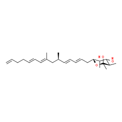ChemSpider 2D Image | (5R)-2,4-Dideoxy-5-[(2E,4E,6R,8E,10E)-6,8-dimethyl-2,4,8,10,14-pentadecapentaen-1-yl]-2,4-dimethyl-1-C-methyl-beta-L-arabinopyranose | C25H40O3