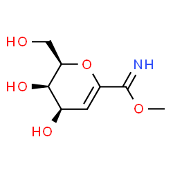 ChemSpider 2D Image | Methyl (2R,3R,4R)-3,4-dihydroxy-2-(hydroxymethyl)-3,4-dihydro-2H-pyran-6-carboximidate | C8H13NO5