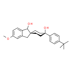 ChemSpider 2D Image | (1s,4s)-5'-Methoxy-4-[4-(2-methyl-2-propanyl)phenyl]-1',3'-dihydrospiro[cyclohexane-1,2'-indene]-1',4-diol | C25H32O3