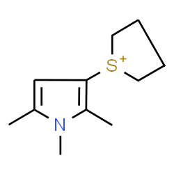 ChemSpider 2D Image | 1-(1,2,5-Trimethyl-1H-pyrrol-3-yl)tetrahydrothiophenium | C11H18NS
