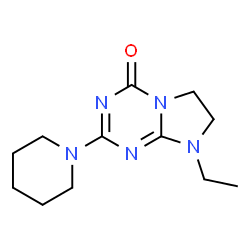 ChemSpider 2D Image | 8-Ethyl-2-piperidin-1-yl-7,8-dihydro-6H-imidazo[1,2-a][1,3,5]triazin-4-one | C12H19N5O