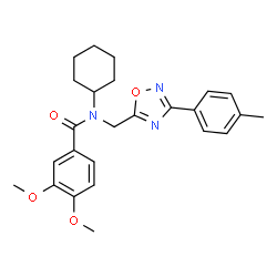 ChemSpider 2D Image | N-Cyclohexyl-3,4-dimethoxy-N-{[3-(4-methylphenyl)-1,2,4-oxadiazol-5-yl]methyl}benzamide | C25H29N3O4