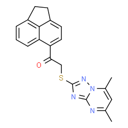 ChemSpider 2D Image | 1-(1,2-Dihydro-5-acenaphthylenyl)-2-[(5,7-dimethyl[1,2,4]triazolo[1,5-a]pyrimidin-2-yl)sulfanyl]ethanone | C21H18N4OS