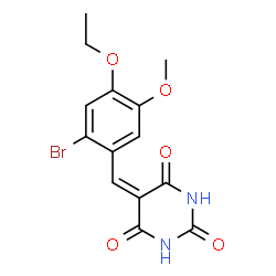 ChemSpider 2D Image | 5-(2-Bromo-4-ethoxy-5-methoxybenzylidene)-2,4,6(1H,3H,5H)-pyrimidinetrione | C14H13BrN2O5