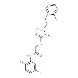 ChemSpider 2D Image | N-(5-Fluoro-2-methylphenyl)-2-({4-methyl-5-[(2-methylphenoxy)methyl]-4H-1,2,4-triazol-3-yl}sulfanyl)acetamide | C20H21FN4O2S
