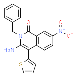 ChemSpider 2D Image | 3-Amino-2-benzyl-7-nitro-4-(2-thienyl)-1(2H)-isoquinolinone | C20H15N3O3S