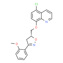 ChemSpider 2D Image | 5-Chloro-8-{[(5R)-3-(2-methoxyphenyl)-4,5-dihydro-1,2-oxazol-5-yl]methoxy}quinoline | C20H17ClN2O3