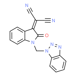 ChemSpider 2D Image | [1-(1H-Benzotriazol-1-ylmethyl)-2-oxo-1,2-dihydro-3H-indol-3-ylidene]malononitrile | C18H10N6O