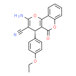 ChemSpider 2D Image | (4R)-2-Amino-4-(4-ethoxyphenyl)-5-oxo-4H,5H-pyrano[3,2-c]chromene-3-carbonitrile | C21H16N2O4