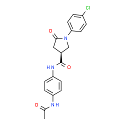 ChemSpider 2D Image | (3S)-N-(4-Acetamidophenyl)-1-(4-chlorophenyl)-5-oxo-3-pyrrolidinecarboxamide | C19H18ClN3O3